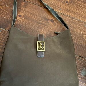 Ralph Lauren Brown Gold Accent Shoulder Bag